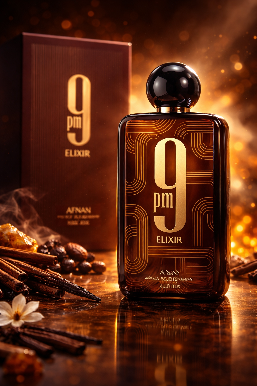 Afnan 9 PM Elixir Eau De Parfum for Men - Warm Spicy Vanilla Amber Fragrance