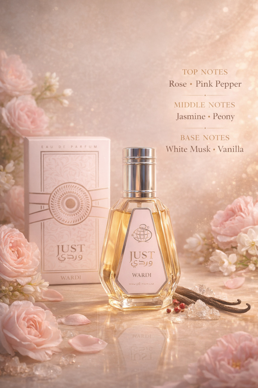 Just Wardi Eau De Parfum – Elegant Rose Floral Perfume for Women | Long Lasting Luxury Fragrance