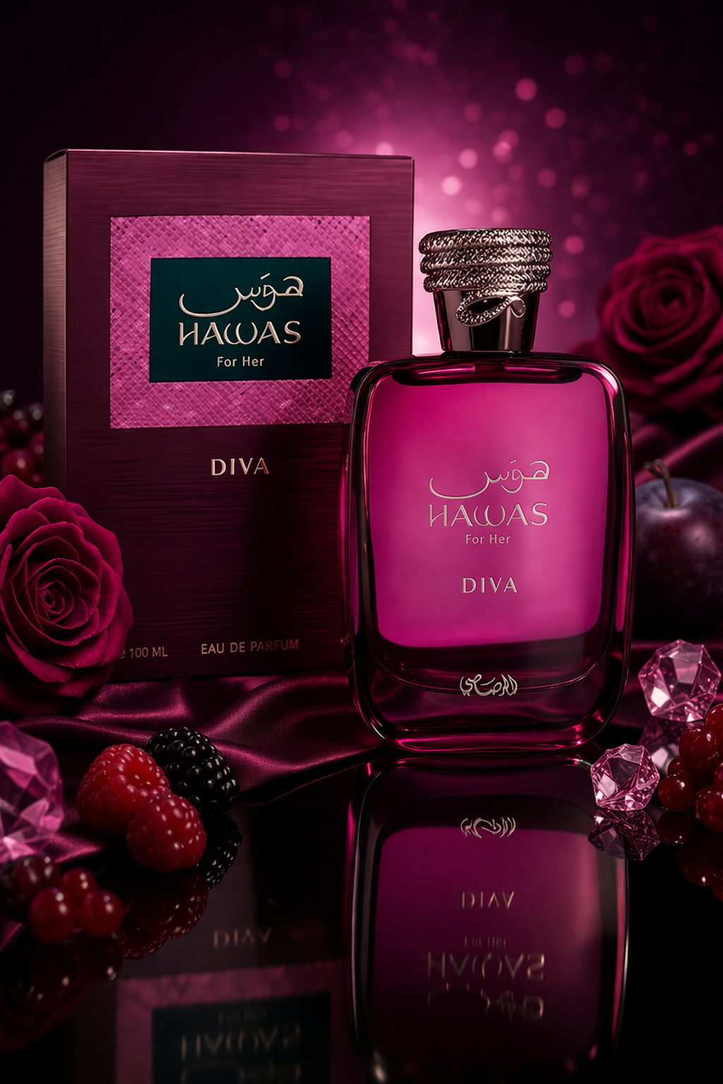Rasasi Hawas For Her Diva Eau De Parfum – Premium Fruity Floral Sweet Fragrance for Women