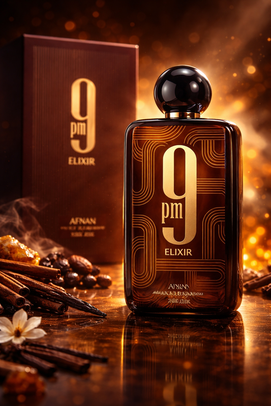 Afnan 9 PM Elixir Eau De Parfum for Men - Warm Spicy Vanilla Amber Fragrance