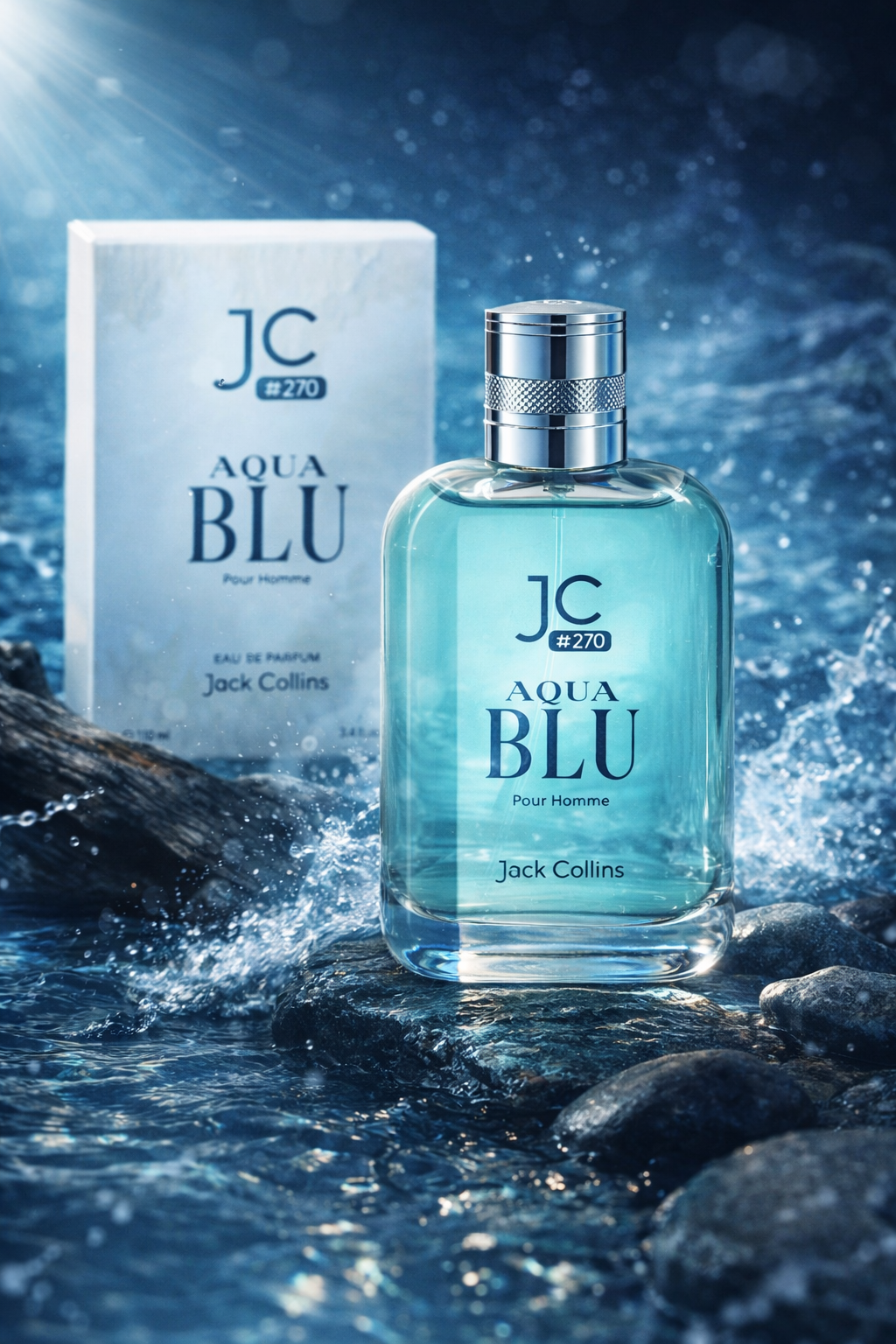 J&C #270 Aqua Blu Eau De Parfum for Men | Fresh Aquatic Citrus Perfume | Long Lasting Masculine Fragrance
