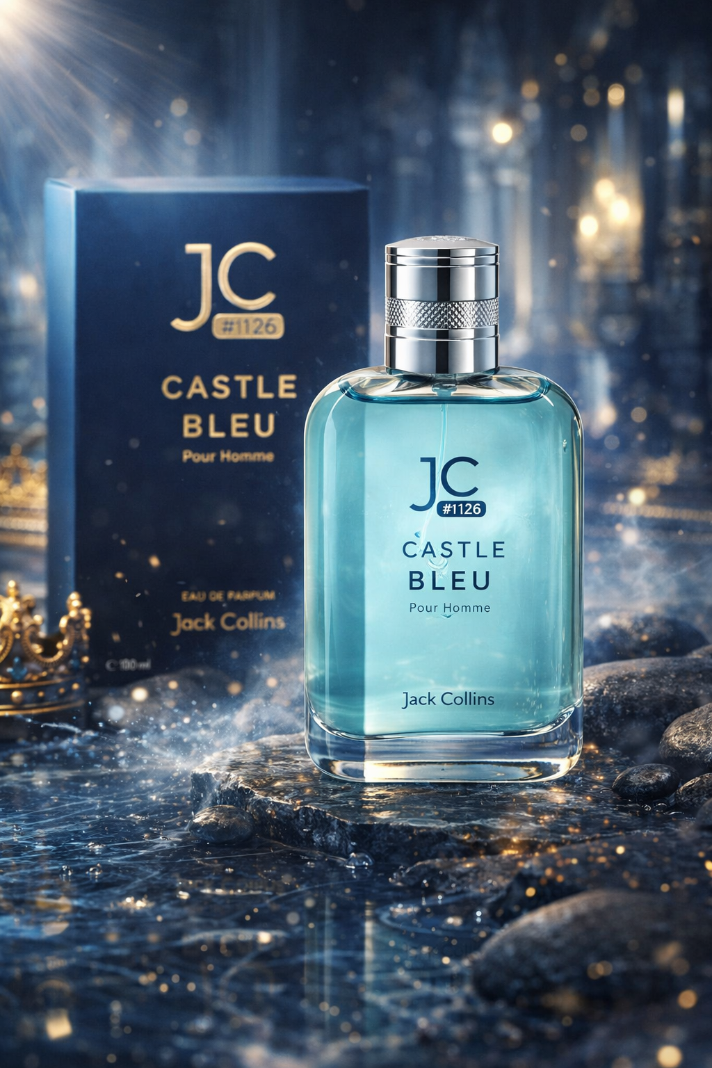 J&C #1126 Castle Bleu Eau De Parfum for Men | Fresh Aquatic Woody Perfume | Long Lasting Masculine Fragrance