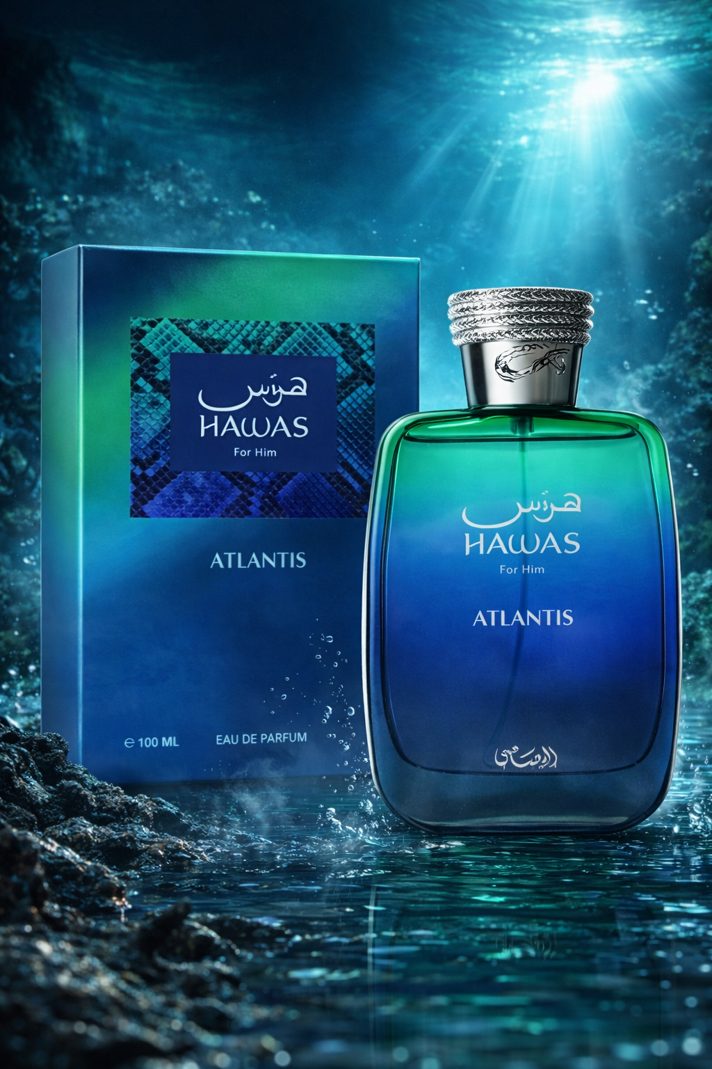 Rasasi Hawas For Him Atlantis Eau De Parfum – Premium Fresh Aquatic Aromatic Fragrance for Men