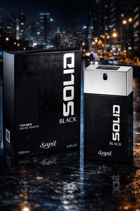 Sapil Solid Black For Men Eau De Toilette 100ml | Long Lasting Masculine Woody Perfume