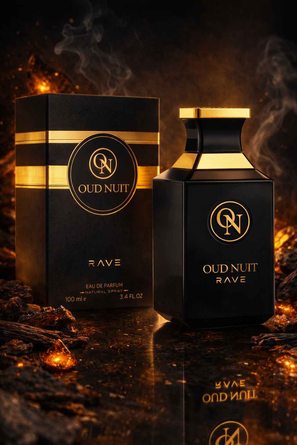 Rave Oud Nuit Eau De Parfum 100ml – Dark Oud Amber Woody Luxury Fragrance for Men