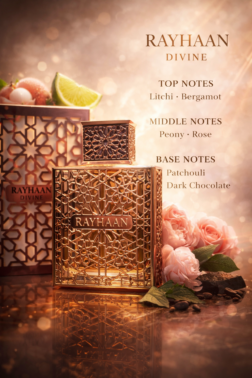 Rayhaan Divine Eau de Parfum for Women | Floral Fruity Gourmand Luxury Perfume