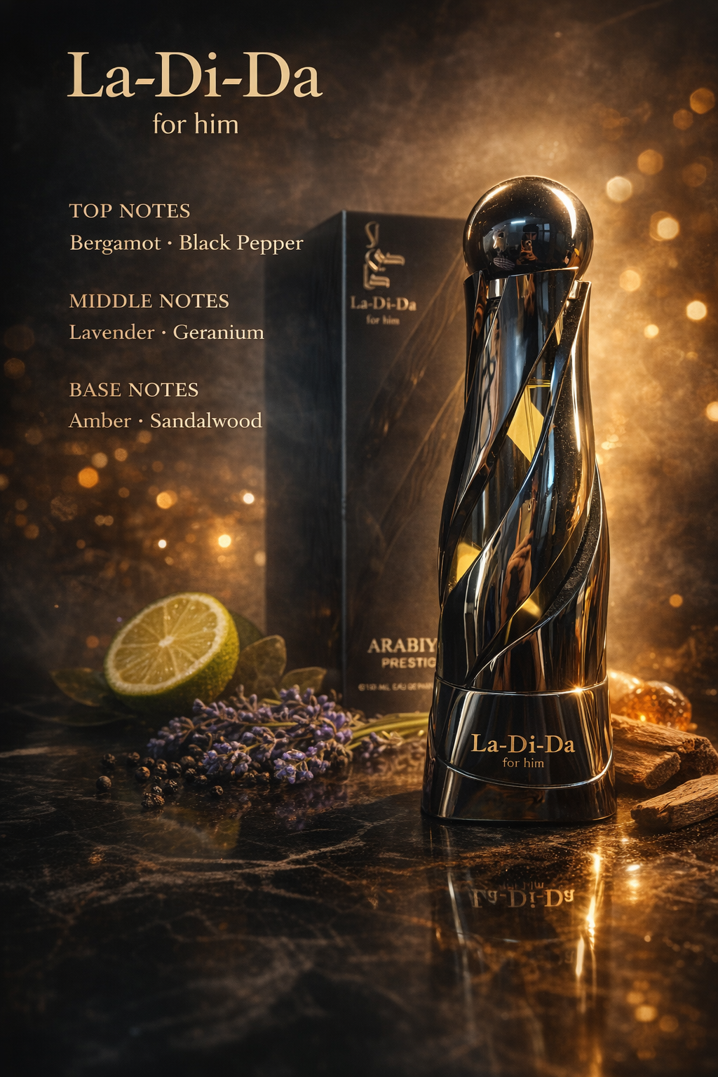 Arabiyat Prestige La-Di-Da For Him Eau De Parfum 100ml – Luxury Woody Amber Men's Fragrance