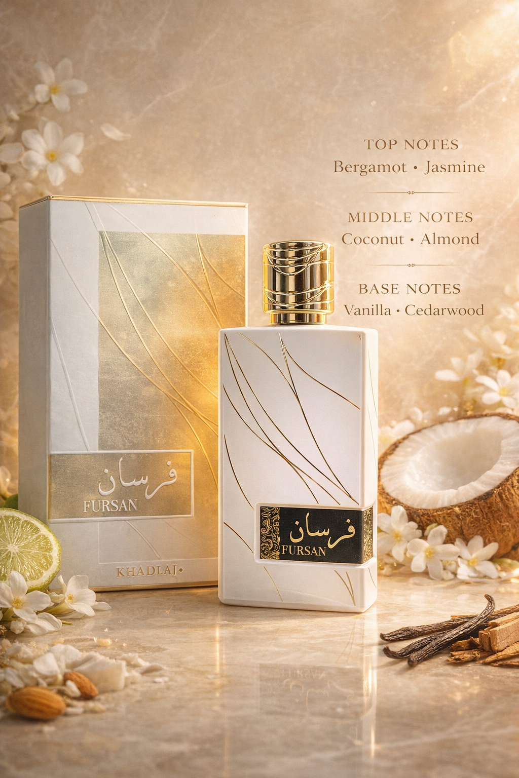 Khadlaj Fursan White Eau De Parfum – Creamy Coconut Vanilla Luxury Fragrance
