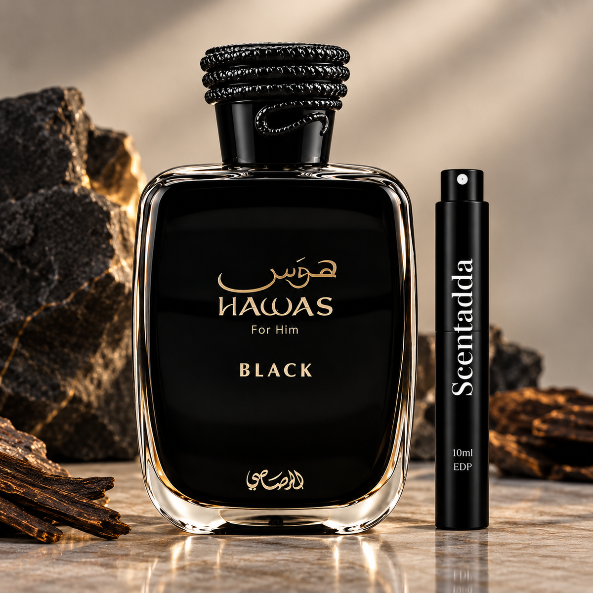 Rasasi Hawas Black Eau de Parfum 10ml Decant – ScentAdda